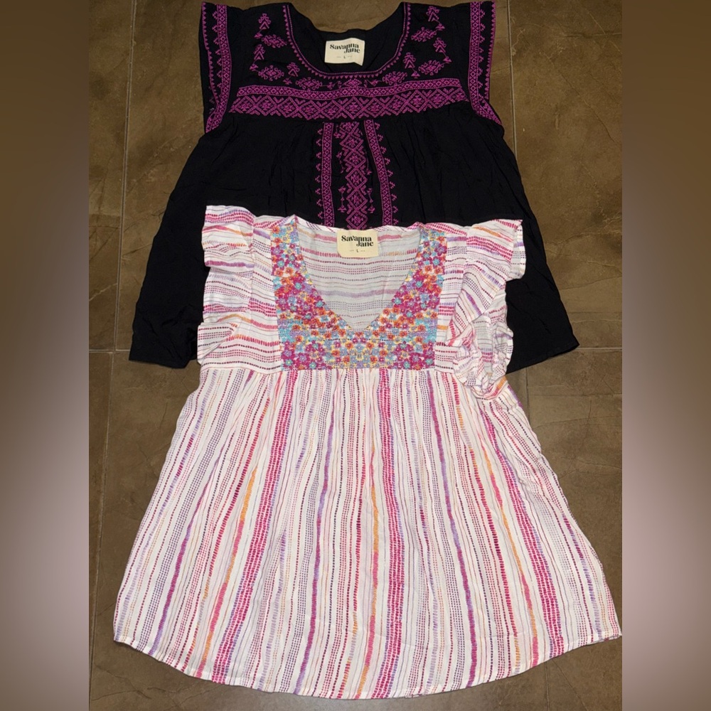 Savanna Jane Tops with Pink Multicolor Embroidery size large